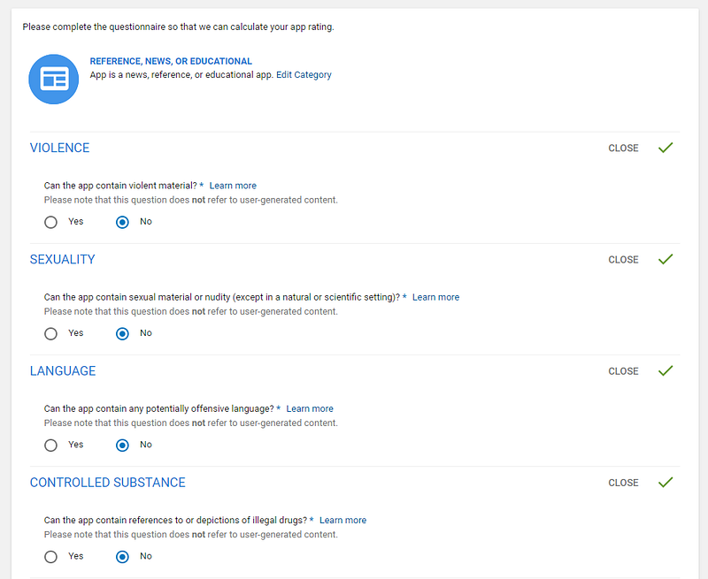 content rating