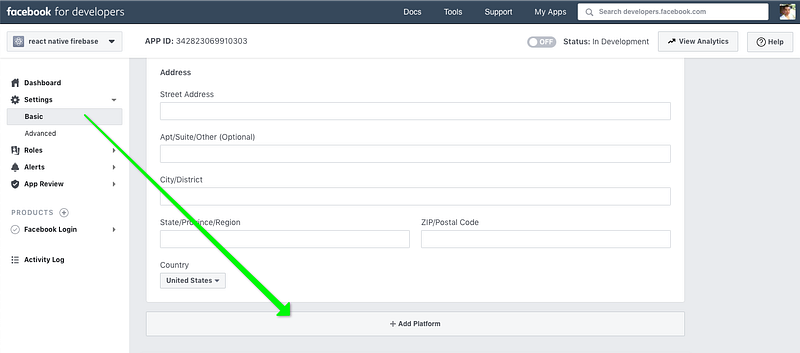 settings dashboard