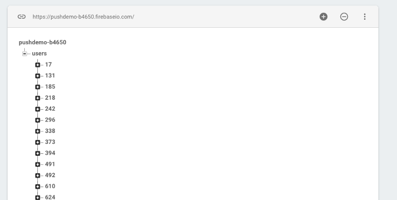 token firebase database